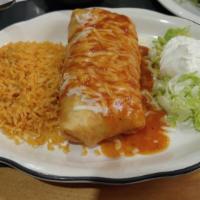Chimichanga · Most popular. A crisp flour tortilla filled with beans and your choice of chicken, pork or b...