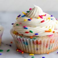 Funfetti · Signature vanilla sprinkled cake and whipped vanilla frosting with rainbow sprinkles on top.