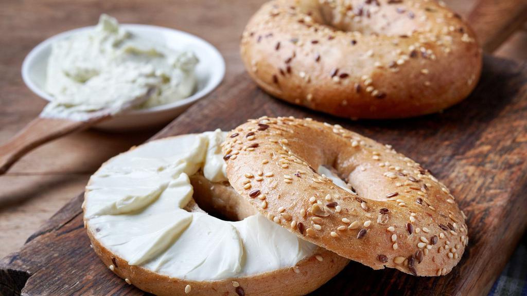 Toasted Bagel And Cream Cheese · Plain, everything, cinnamon raisin, or blueberry bagel with choice of onion and chive, strawberry, and plain cream cheese