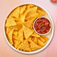 Salsa & Chips On The Floor · Warm up with toasty tortilla chips served with a side of tangy salsa.