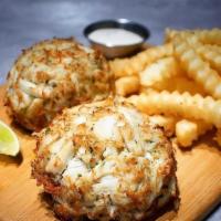 2 Pc Fried Crab Cakes With 2 Sides · 