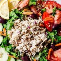 Tuna World Salad · Tuna salad on fresh garden salad
