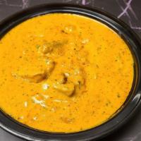 Chicken Korma · Chicken made with mild nutty creamy sauce. served with rice.