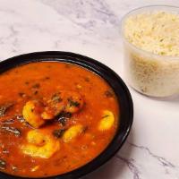 Shrimp Curry · Shrimp made with traditional Indian curry sauce. Served with rice.