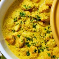 Chicken Mustard · Chicken in a french mustard in curry sauce. Served with rice.