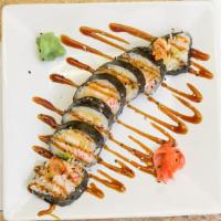 Shrimp Tempura Roll · Shrimp tempura roll. Shrimp tempura, crab mix, and avocado topped with eel sauce and spicy m...