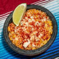 Callejero Corn 16Oz · Warm buttery corn with mayo, queso fresco and chilli