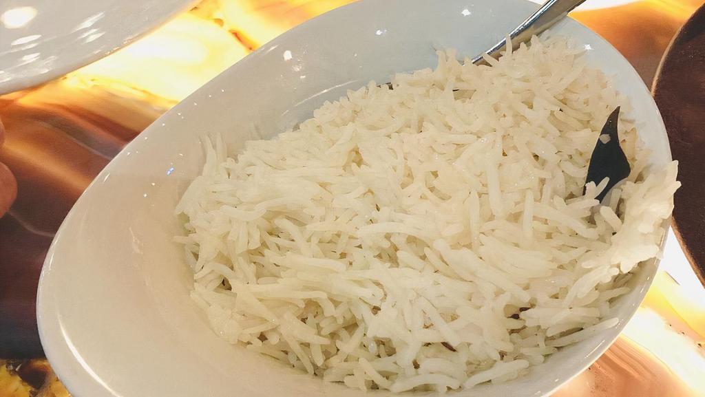 Steamed Basmati Rice · Pure Indian premium long-grain white basmati rice.