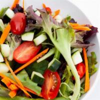 House Salad. · Organic spring mix, carrots, cucumber, tomatoes
