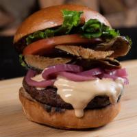 The Pickled Rick · 6oz Angus Beef Patty, Fried pickles, Pickled Onions Provolone Cheese, Szechuan-Mayo