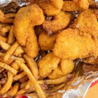 Catfish & Fries · Popular. Gluten friendly. Catfish, fries and 2 hushpuppies