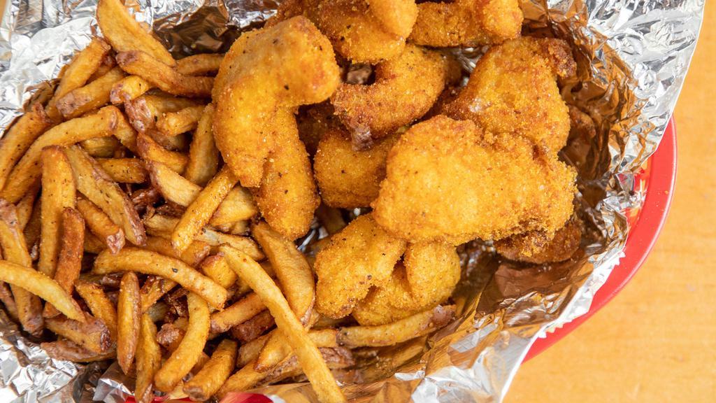 Catfish & Fries · Popular. Gluten friendly. Catfish, fries and 2 hushpuppies