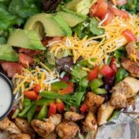 Chicken Salad · Gluten friendly. Mixed greens, tomatoes, bell peppers and shredded cheese. Choice of dressing.