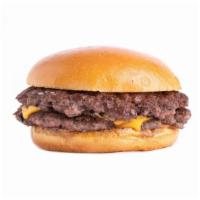 The Double Burger · Smashed double patties, American cheese on a squishy bun.