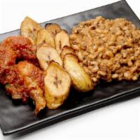Beans & Plantains · Stewed black-eyed peas served with fried plantains. Plantains are a member of the banana fam...