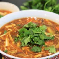 Hot & Sour Soup · Soup that is both spicy and sour typically flavored with hot pepper and vinegar.