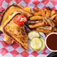 Fried Bologna & Cheese Sandwich · JUST LIKE GRANDMA USED TO MAKE. HAND CUT TO ORDER, OUR SMOKED BOLOGNA IS FRIED ON THE GRIDDL...