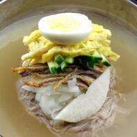 Cold Buckwheat Noodle · A perfect dish for hot days! Housemade cold beef broth with chewy buckwheat noodles topped w...