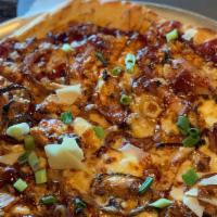 Bbq Pulled Pork Pizza · Slow-cooked pulled pork, bacon jam BBQ sauce, cheddar cheese, mascarpone cheese drizzled wit...