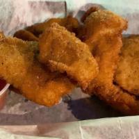 Chicken Tenders · Home-made breaded chicken tenders, choice of sauce.