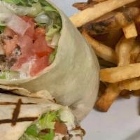 Chicken Ranch Wrap · Grilled chicken, lettuce, tomato, bacon, and buttermilk ranch dressing.