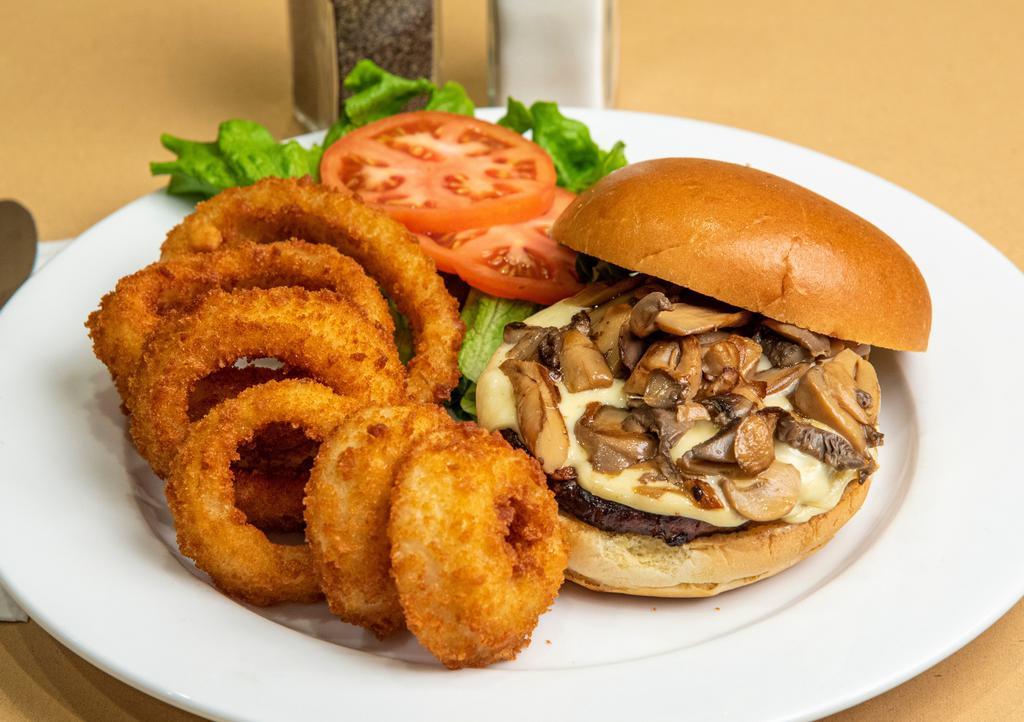 Big Mushroom Cheeseburger · Sautéed mushrooms on our delicious Big Beef burger with melted cheese. Served with crisp lettuce and tomato on a fresh Brioche.
