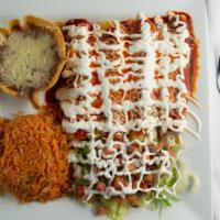Enchiladas Tijuana · Four enchiladas. Beef, chicken, cheese and bean.