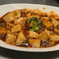 *Ma Po Tofu · tofu diced onions,diced bell peppers spicy brown sauce