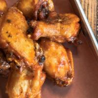 Chicken Wings - 6 Piece · House Brined, Baked, & Fried Crispy. Shaken in Choice of Sauce & Served w/ Ranch or Blue Che...