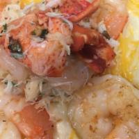 Shrabster And Grits · Shrabster (Shrimp, Crab and Lobster) and Creamy Grits