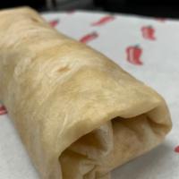 Beef-Bean-And-Cheese-Burrito · Ground beef, refried beans and cheese wrapped in a 12