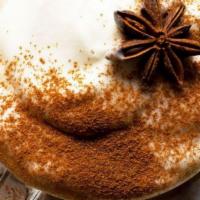 Chai Latte · Espresso, steamed chai milk, contains cinnamon, cloves, allspice, anise, cardamom