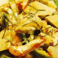 Asparagus Hunsa · Fried tofu, asparagus, bell peppers, mushrooms, and seasonal vegetables. Cooked in panang cu...