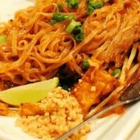 Phad Thai · Thin rice noodles, fried tofu bean sprouts, and chives. Stir-fried in Phad Thai sauce. Garni...