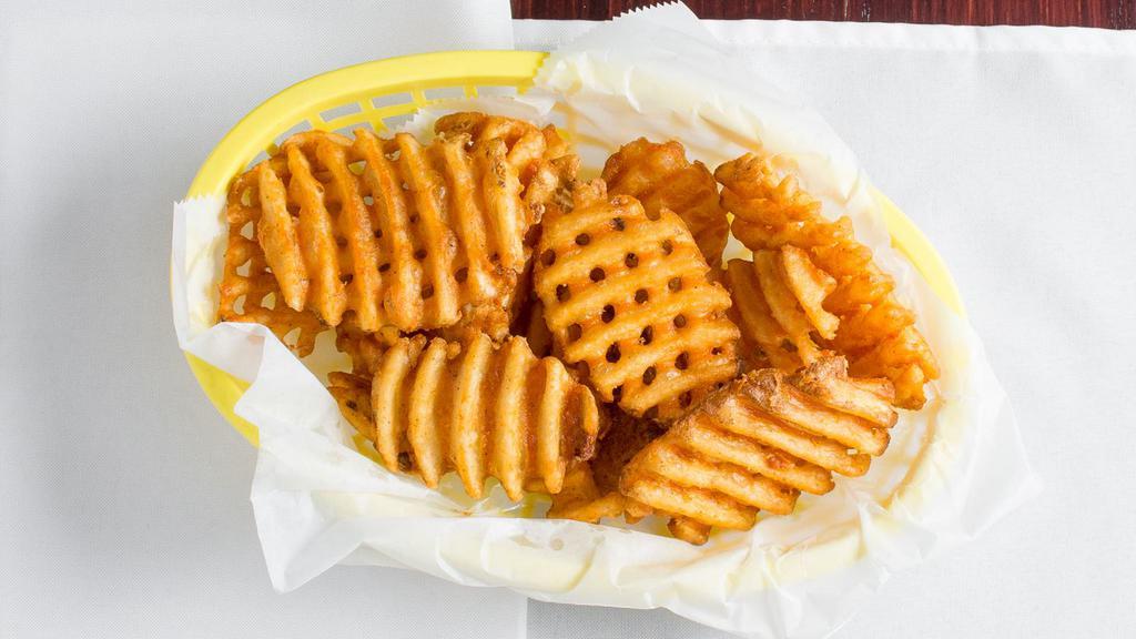 Waffle Fries · Waffle cut fries fried and salted to perfection.