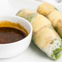 Gỏi Cuốn Chay (Fresh Vegetarian Summer Roll - 2 Rolls) · Small rolls of vegetables with rice vermicelli, (fried tofu) wrapped in the rice paper. Serv...