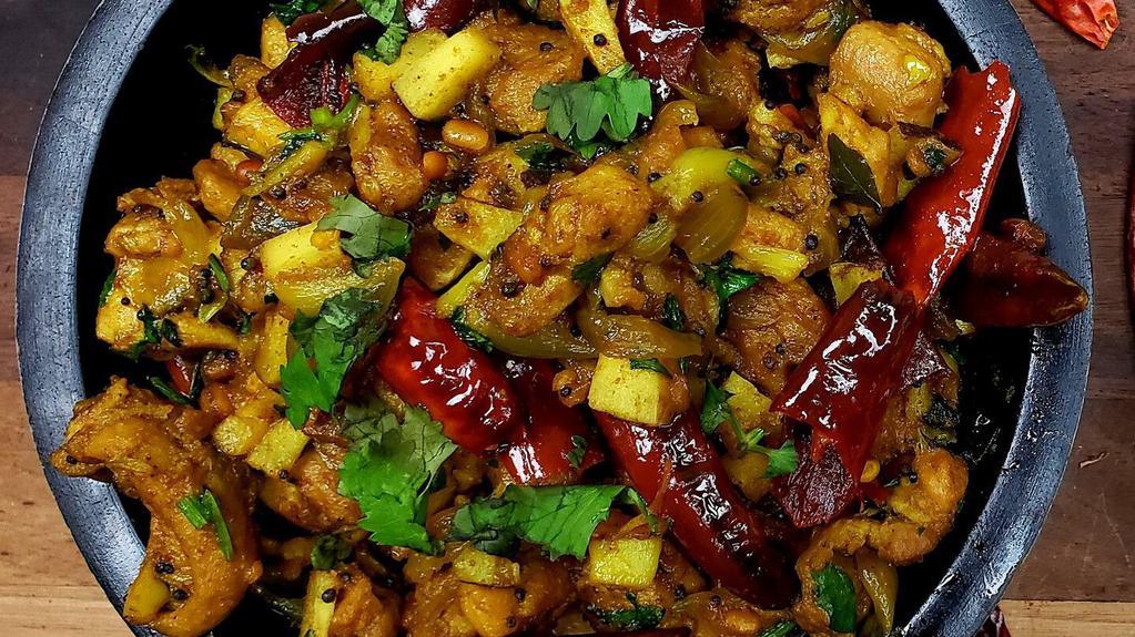 Pallipalayam Chicken Chukka · Non-veg. Boneless chicken thick dry masala, cooked Kongunadu style with shallots and spices. (Dry)