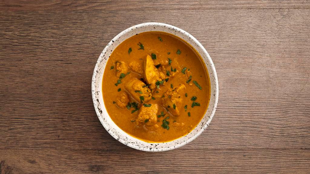 Chicken Korma · Chicken cooked in a creamy cashew and nut sauce.