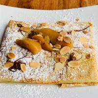 Hopper Crepe · Caramelized pears, with Nutella, almonds.
