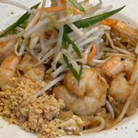 Pad Thai · Medium size rice noodles with choice of meat, egg, bean sprouts, ground peanuts, chives