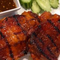 Thai Bbq Chicken Grilled · Authentic Thai barbecued chicken Served with jasmine rice. Gluten free.