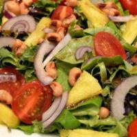 Vegan Naptown Salad · Mixed Greens & Bibb Lettuce, Grilled Diced Pineapple, Black-Eyed Peas, Grape Tomatoes, Red O...
