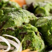Mint Chicken (Nepalese Style) · Boneless white meat marinated with yogurt, mint, spinach, and nepalese herbs.