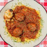 The Feisty Sicilian · Angel hair noodles topped with Grandma Bruno's secret spaghetti sauce and hearty serving of ...