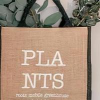 Plants Tote · Our plants tote is made out of burlap material with black accent straps and border. There is...