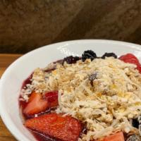 Acai · GFA. Organic acai blended with berries, honey topped with coconut, almonds, granola, fresh b...