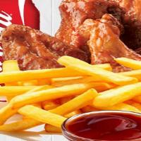 6 Wings, Fries & Soda · Classic wings with flavors.