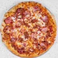 Super Hawaiian · Regular sauce, regular with shredded provolone cheese, ham, bacon, roasted red peppers, pine...