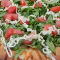 Blt Pizza · Mozzarella, bacon, tomato, lettuce, mayo.