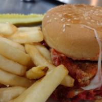 Chicken Parm Sandwich · Chicken parm, provolone cheese, choice of red or white sauce.